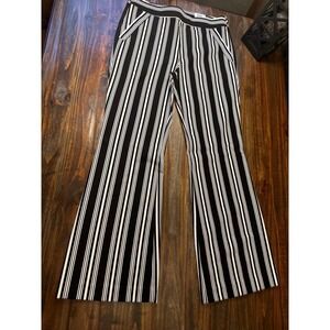 INC International Concepts Black White Killer Stripe Wide Leg Pants Womens 14